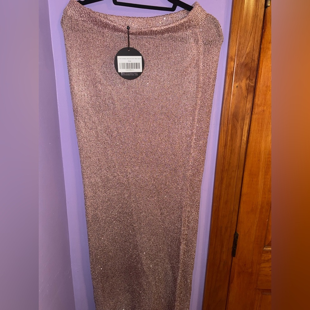 White Fox Star Shining Sequin Knit Maxi Skirt - Picture 3 of 3